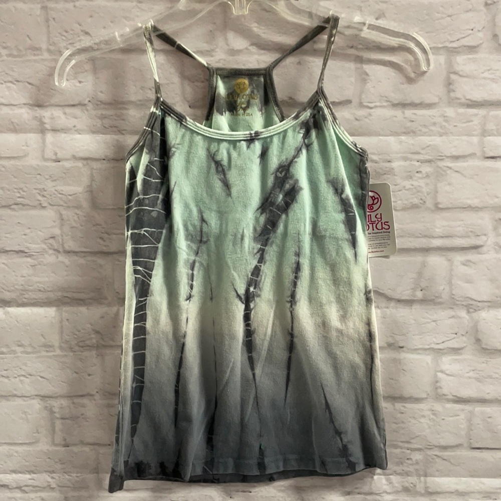 Lily Lotus Mint and Gray Tie-Dye Racerback Tank